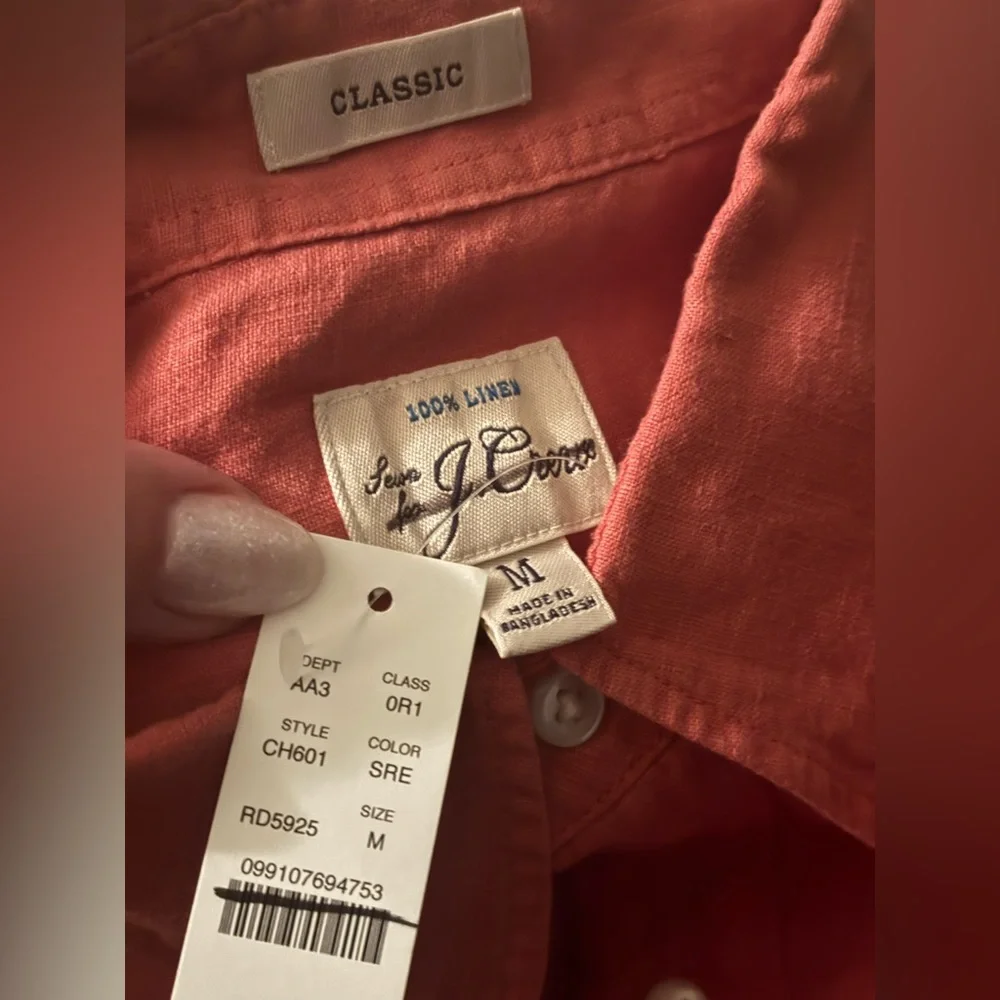 NWT J.Crew Washed linen shirt w/ point collar Medium Seasoned Red Preppy Casual